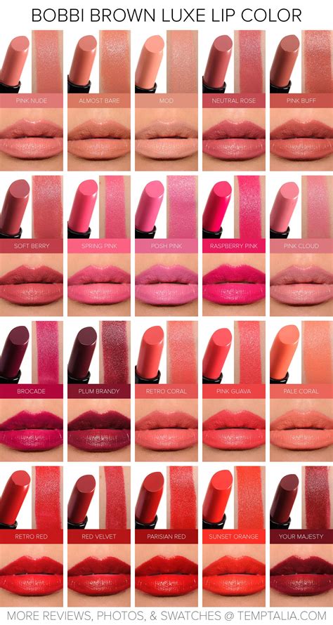 bobbi brown lipstick shades chart